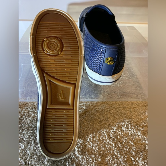 LAUREN Ralph Lauren Jinny Woven Slip-On Sneakers Navy Blue - Picture 2 of 5